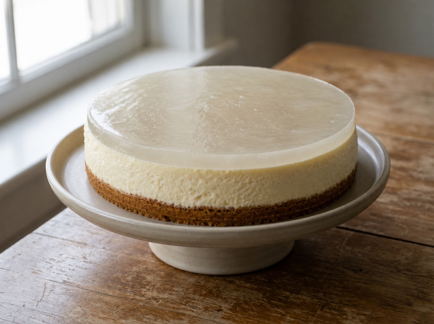 Soursop cheesecake — whole cake, top view
